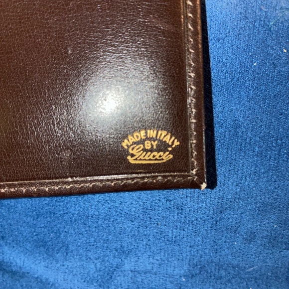 Vintage Gucci Dark Brown Suede & Leather Flap Wallet with Gold Logo Italy - Picture 5 of 8